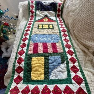 Vintage Hand Sewn Colorful Patchwork Quilt Table Runner